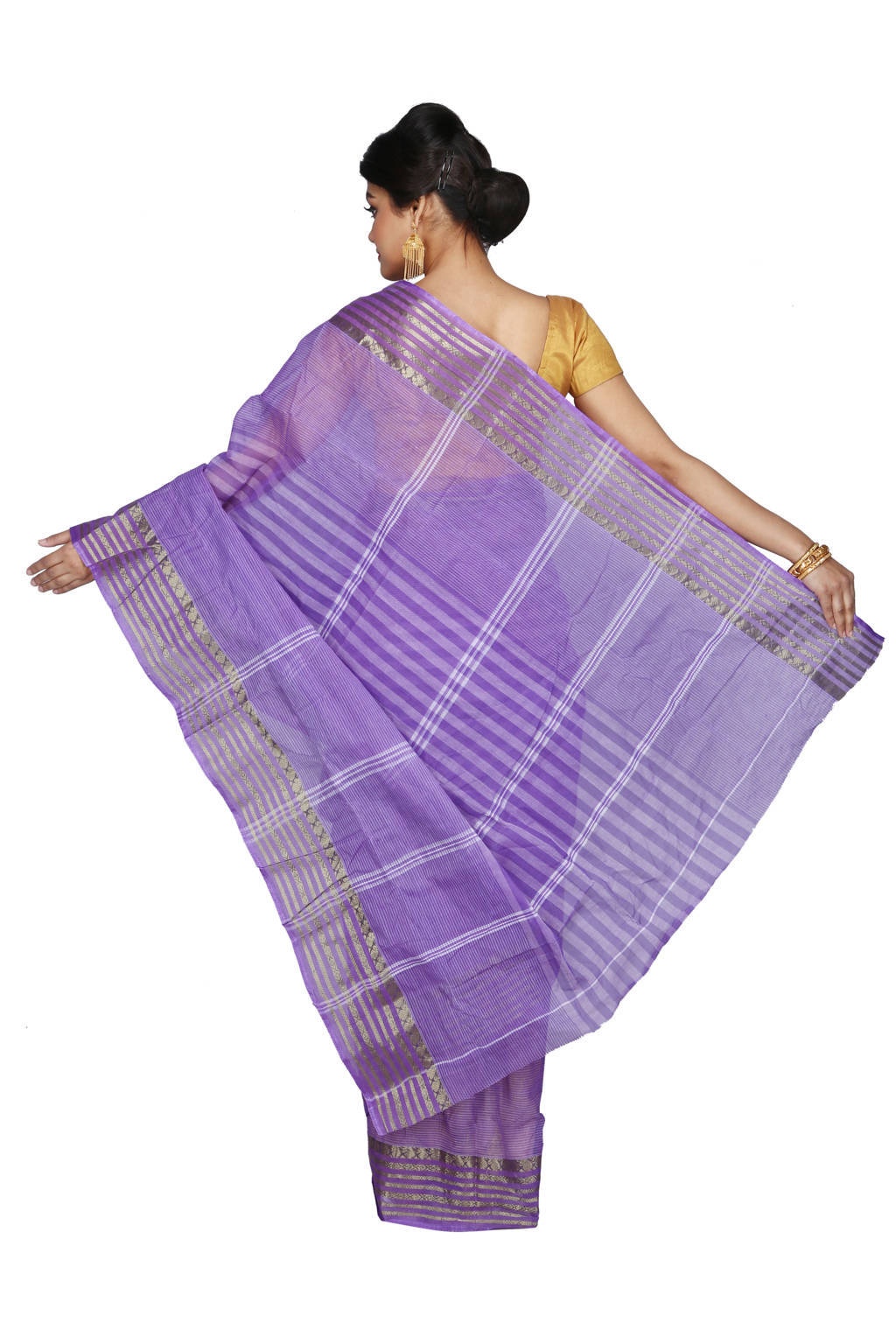 Purple Pure Cotton Zori Border Tant Saree (1873)